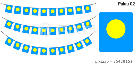パラオの国旗のガーラーンド　ベクターデータ（bunting garland）