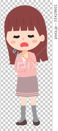 Illustration of a woman who coughs Illustration of a woman who coughs 55429601