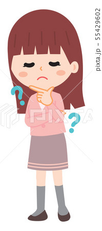 疑問を持つ女性のイラスト 疑問を持つ女性のイラスト 55429602