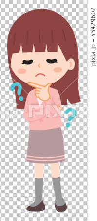Illustration of a woman with a question Illustration of a woman with a question 55429602