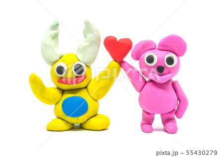 Play dough Beetle and Bear on white background Play dough Beetle and Bear on white background 55430279