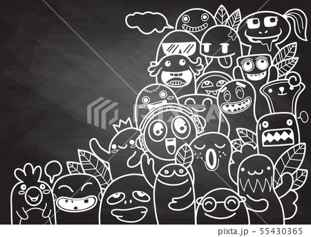 Vector illustration of Doodle cute Monster with 55430365