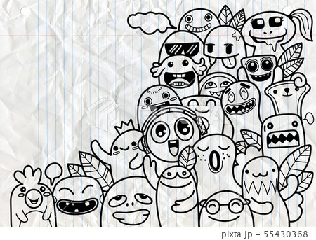 Vector illustration of Doodle cute Monster with 55430368