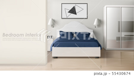 Bedroom interior in monochrome colors, modern home 55430674