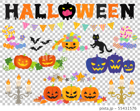 ハロウィンの飾りイラストセットのイラスト素材 [55431576] - PIXTA
