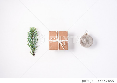 Christmas composition of a branch of fir, a gift Christmas composition of a branch of fir, a gift 55432855
