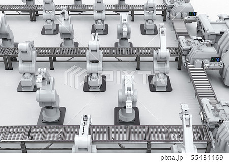 robotic arm with conveyor line 55434469