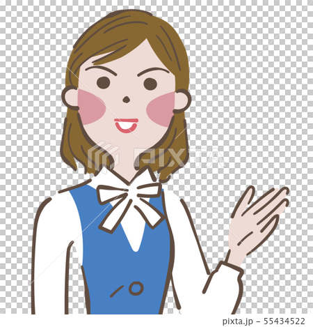 手を差し伸べ案内する女性 お知らせ イラストのイラスト素材