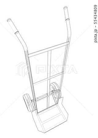Outline delivery trolley or hand truck. Vector 55434809
