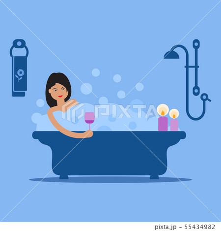 Girl taking a relaxing bubble bath 55434982