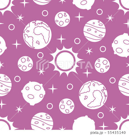 Seamless pattern with sun, planets, stars Space 55435140