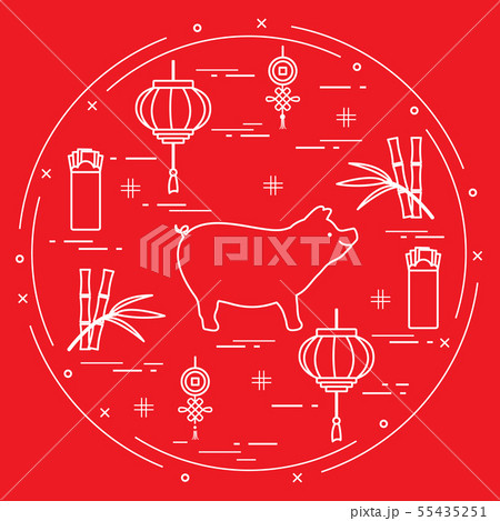 Happy New Year 2019 card Chinese New Year symbols Happy New Year 2019 card Chinese New Year symbols 55435251