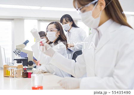 ビジネスウーマン、研究者、研究室、科学、実験、試験管 55435490
