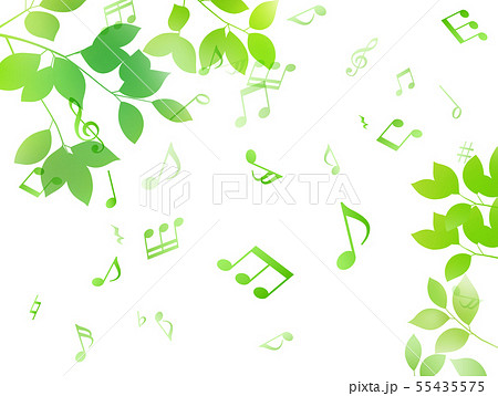 緑の葉と音符 背景素材のイラスト素材