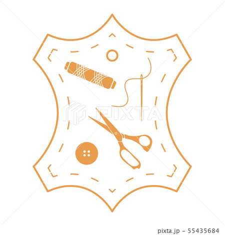 Illustration with tools and accessories for sewing Illustration with tools and accessories for sewing 55435684