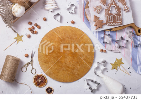 Traditional Christmas gingerbread next to the Traditional Christmas gingerbread next to the 55437733