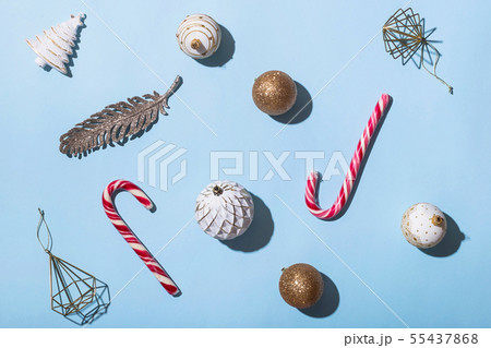 Christmas decor with candy chopsticks on a bright 55437868