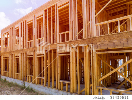 Close-up new stick built home under construction 55439611