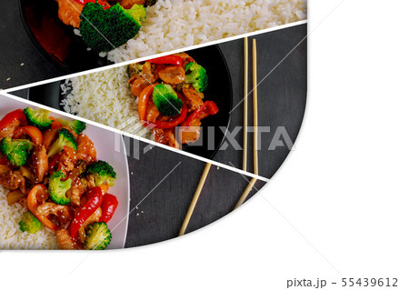 teriyaki chicken and broccoli stir fry with rice 55439612