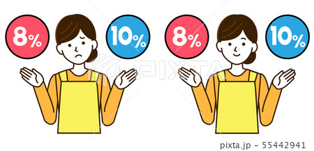 軽減税率　主婦　シンプル　イラスト 55442941