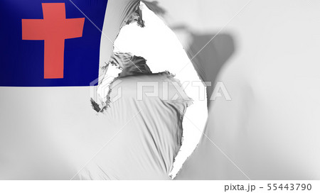 Damaged Christian flag 55443790