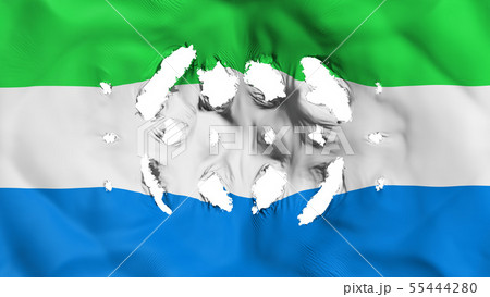 Sierra Leone flag with a small holes 55444280