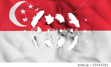 Singapore flag with a small holes 55444281