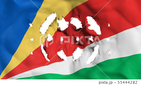Seychelles flag with a small holes 55444282