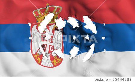 Serbia flag with a small holes 55444283