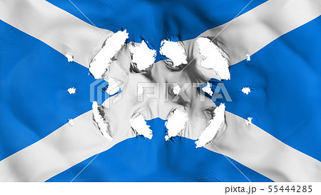 Scotland flag with a small holes Scotland flag with a small holes 55444285