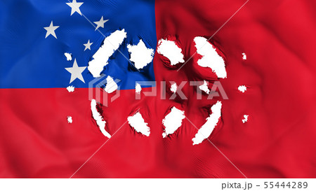 Samoa flag with a small holes Samoa flag with a small holes 55444289