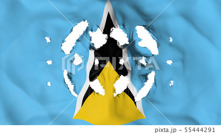 Saint Lucia flag with a small holes 55444291