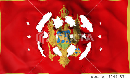Montenegro flag with a small holes 55444334