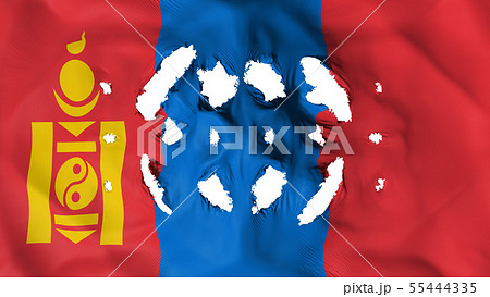 Mongolia flag with a small holes 55444335