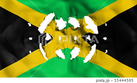 Jamaica flag with a small holes Jamaica flag with a small holes 55444505