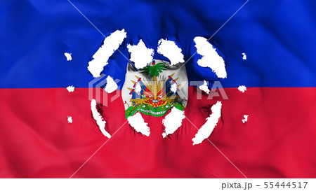 Haiti flag with a small holes 55444517