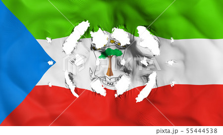 Equatorial Guinea flag with a small holes Equatorial Guinea flag with a small holes 55444538