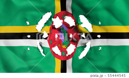 Dominica flag with a small holes 55444545