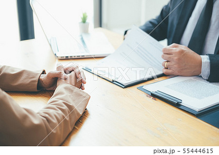 Attractive young business woman in a job interview 55444615