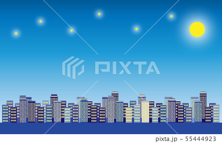 夜空と街並みのイラスト素材 55444923