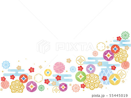 テク背景素材-かわいい和文様柄よこ 5 テク背景素材-かわいい和文様柄よこ 5 55445019