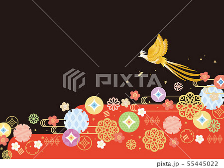 背景素材-かわいい和文様柄(鳳凰)よこ 3 背景素材-かわいい和文様柄(鳳凰)よこ 3 55445022