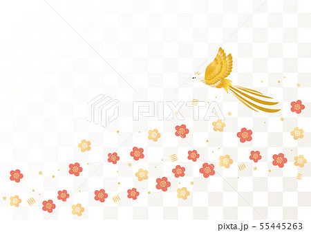 背景素材-かわいい和模様(梅,鳳凰)よこ 1 背景素材-かわいい和模様(梅,鳳凰)よこ 1 55445263
