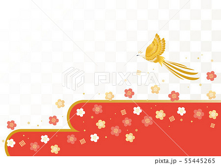 背景素材-かわいい和模様(梅,鳳凰)よこ 3 背景素材-かわいい和模様(梅,鳳凰)よこ 3 55445265