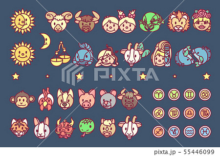 vector cute Zodiac horoscope icons 55446099