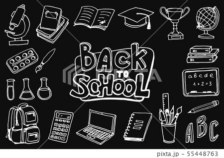 Hand drawn back to school doodle sketch 55448763