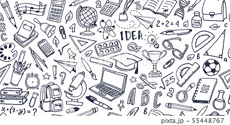 Back to school doodle seamless pattern Vector 55448767