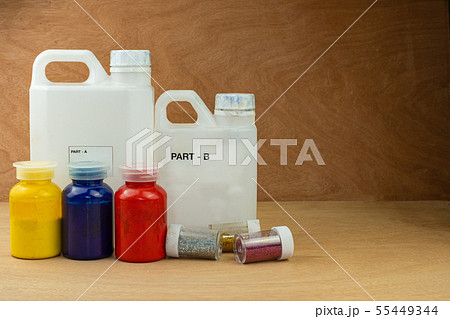 Mixing color epoxy resin in plastic cup for castin 55449344