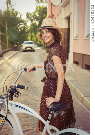 woman with bike woman with bike 55450552