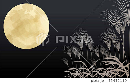 十五夜:水彩風月見とすすき 十五夜:水彩風月見とすすき 55452110
